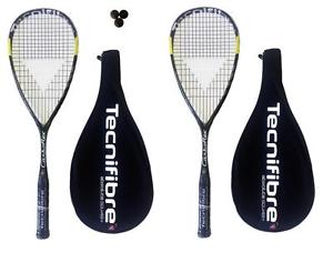 2 x Tecnifibre Carboflex 125 Basaltex Raquettes De Squash + Balles De 3 Squash