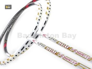 2x Apacs Nano 900 Power White Badminton Racket Free Stringing + PU Grip