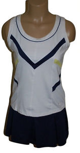 Bolle Tennis Outfit 2 Piece Skort & Top Navy Blue White & Yellow Size Small