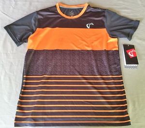 Athletic Dna Men`s Match Crew Tennis Shirt Size M Papaya