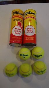 Vintage lot of 2 Can 5 Wilson Championship Tennis Balls Optic Yellow FREE SHIP