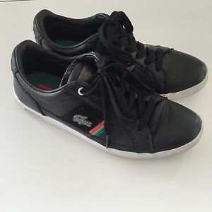 Lacoste Men's Tennis Shoes Size 7.5 Black Leather Alligator Logo Sneakers