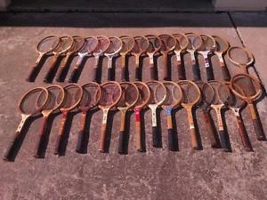 29 Vintage Wooden Tennis Racquets Mixed Lot