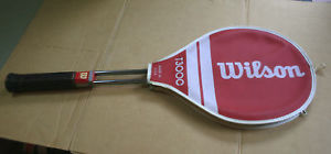 WILSON T3000 VINTAGE STEEL TENNIS RACQUET, WITH COVER, ORIGINAL, 4 5/8"  GRIP