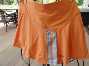 Women NIKE DRI-FIT Tennis Skirt Skort XS Pale Orange With Blue White NWOT