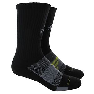 Adidas Men's Barricade Tennis Crew Sock Black/Tech Grey/Vivid Yellow Small