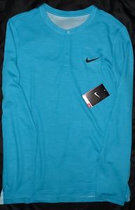 Nike Tennis NEW Henley Shirt Blue L/S Dri-Fit