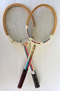 Vintage Wooden Tennis Rackets Pair Set of 2 Racquets Distressed