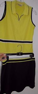 Yellow - Black LILY'S Of BEVERLY HILLS Top - Skirt  Tennis OUTFIT Women's Medium